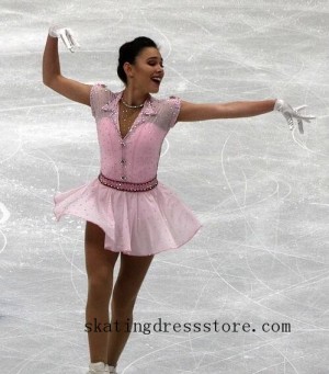 Details about   Figure Skating Dress Women's Ice Skating Dres pink Sleeveless Ice Skating