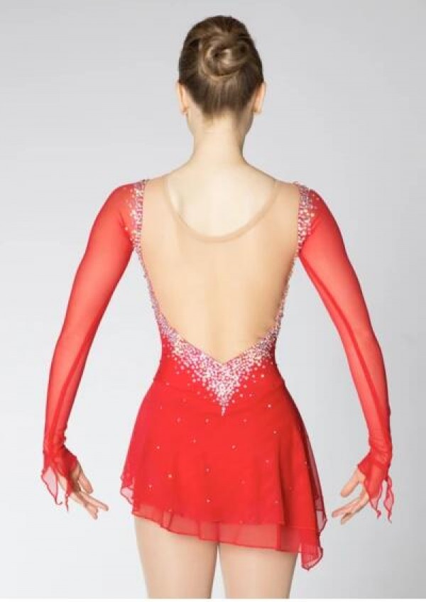 Ice skating dress.Red Competition Figure Skating dress.Baton Twirling Costume