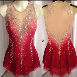 Figure Skating Dress Red Women Ice Dress 2017 New Custom K0001
