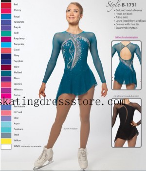 Girls Ice Skating Dress Green Blue Crystals Custom Brad Griffies Designs B1782