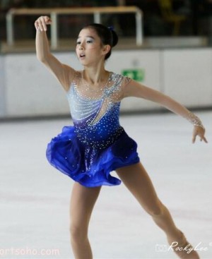 Blue Ice Skating Dress Girls Color Gradient Long Sleeves B1508