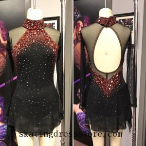 Red Black Ice Dressses Custom Girls Skating Wear O092608