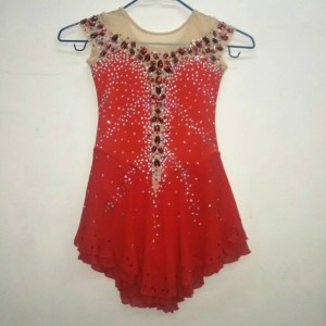 Red Ice Skating Dresses for Girls Competition Custom Dance Dress Women Fast Ship G202101