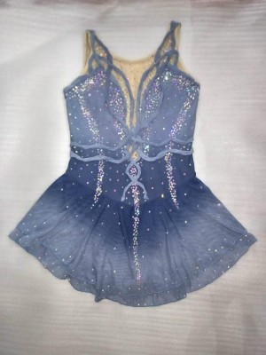 Ice Skating Dresses Grey Competition Custom Figure Skating Dress Women Gray Fast Ship G202102