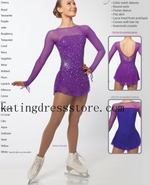 Purple Women Ice Skating Dress Green  Custom Brad Griffies Dresses for Sale B1786