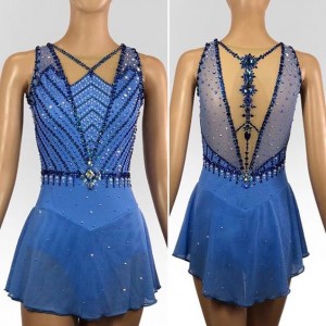 Blue Skating Dresses Custom Figure Skating Clothing can Change Color L0006