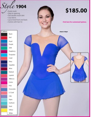 Girls Blue figure Skating Dresses 2019 Custom with No Crystals 1904