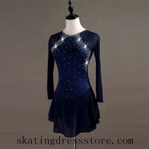 Girls Ice Dresses Black Women with Crystals Custom Any Size and Color L0016
