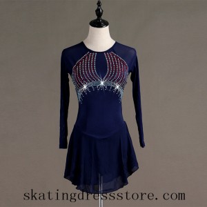 Custom Ice Skating Dresses Girls Crystals Black hot sale L0023