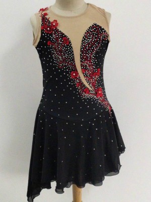 Black Figure Skating Dress for Girls Competition Ice Dance Dress Custom Size N011303