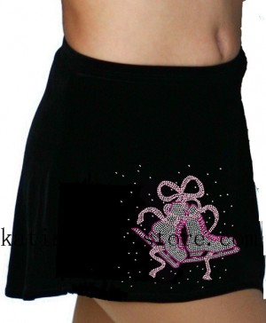 Jerry Kids Skirt Black With Skates and Flower JS008