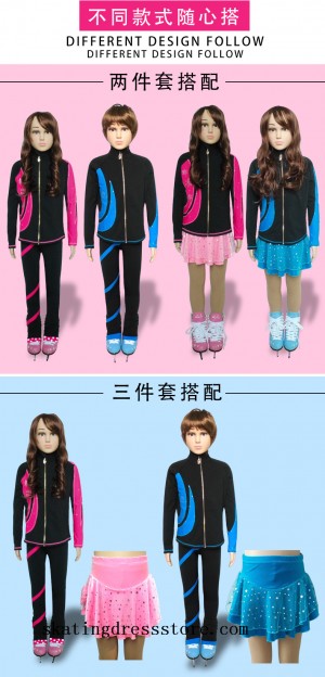 Blue Pink Ice Skating Jackets with Pants JP001