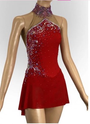 Red Ice Skating Dresses for Figure Skating Dress Custom Size and Color Fast Ship B2101