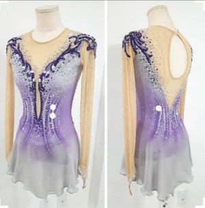 Purple Fade Ice Skating Dresses for Women Custom Size  L0013