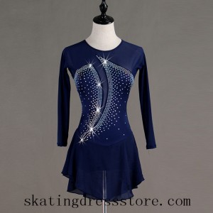Figure Skating Clothes Black Women Crystals Custom L0029