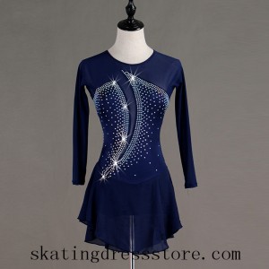 Figure Skating Clothes Black  Women Crystals Custom  L0029