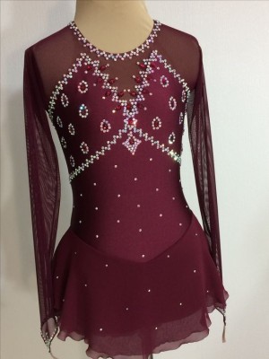 Wine Red Figure Dressses Custom Women Skating Dresses for Girls SO0941