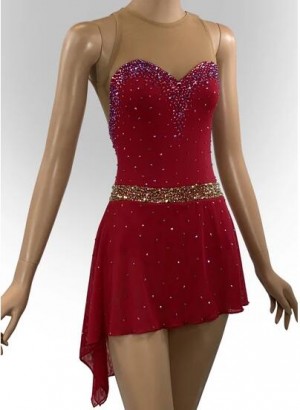 Red Ice Dance Dress Custom Figure Dance Clothing Women Girls Competition Skating Dress Custom Size Color Style Fast Ship  B2106