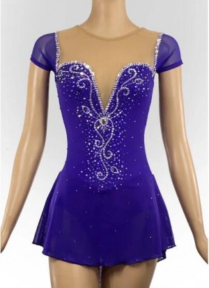 Purple Ice Figure Skating Dress Girls Ice Skating Test Dress Custom Ice Dance Dresses Kids Competition Skating Clothing Custom Size Color Style Fast Ship B2108