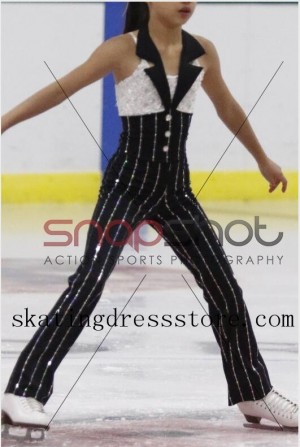 Black New Ice Skating Dresses Girls  2017 Custom  O0010