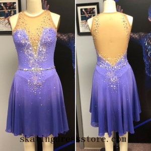 Ice Dresss Women Competition Skating Clothes Purple Custom O092603