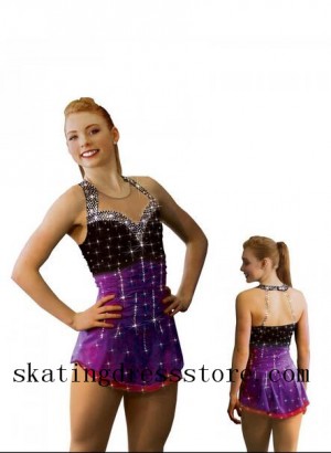 Purple Ice Skate Dresses for Competition Sharene Brand Girls S-003