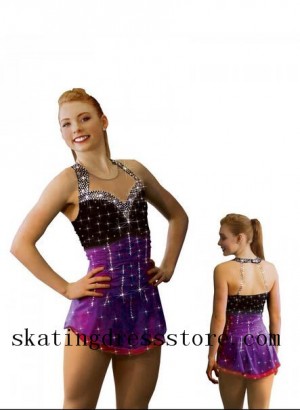 Long sleeve “IceDress Lite” (purple and black) – Figure Skating