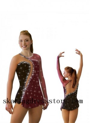 Brown Ice Dresses Girls Custom Sharene Skating Dresses S008