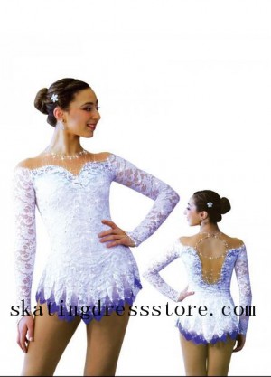 White Ice Dresses Girls Custom Sharene Skating Dresses  S009