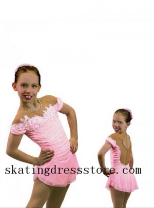 Pink Girls Ice Dresses Custom Sharene Skating Dresses for Kids  S012