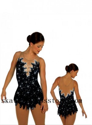 Blue Ice Dresses Competition Figure Skating Dresses Kids Crystals Sharene Skatewear Gilrs S038