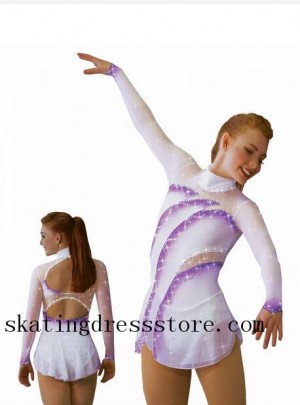 Ice Dresses White Custom Skating Dresses Women Sharene Skatewear Gilrs S042