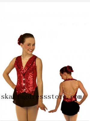 Red Custom Figure Skating Dresses Children Sharene Skatewear Gilrs S048