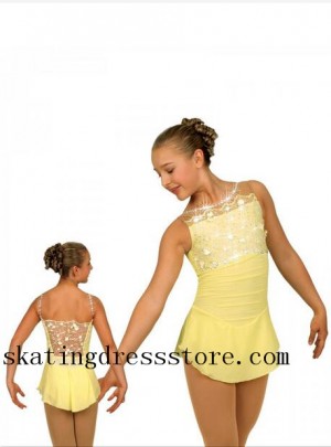 Girls Ice Skating Dresses Yellow Child Sharene Skatewear Gilrs S050