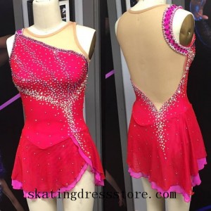 Red Ice Dressses Custom Women Competition Skating Wear O092605