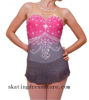 spandex best ice skating costumes 2018 purple women long sleeves or sleeveless CJ119