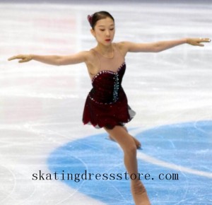 long sleeves or sleeveless blue figure skating dress custom women free shipping FC1454