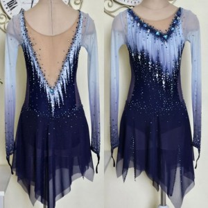 women spandex custom girls blue ice dress free shipping HB1890