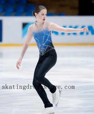 spandex dancing on ice dresses Blue custom girls FC672