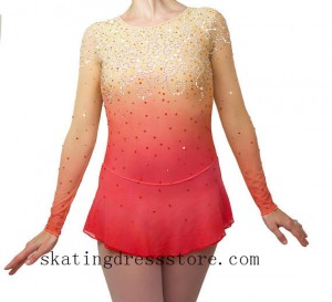 designer figure skating competition dresses free shipping red Beaded CJ79