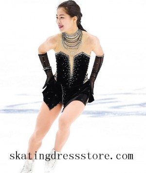 ebay figure skating dress free shipping custom long sleeves or sleeveless Lycra FC1194