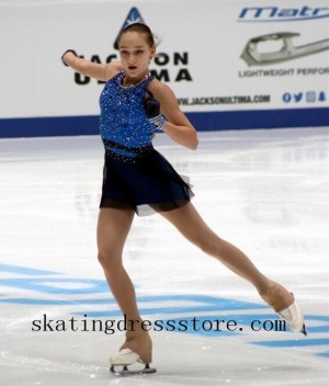 figure skating dance dresses Blue free shipping FC509