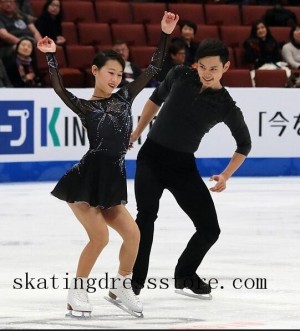 women long sleeves or sleeveless Lycra Black 2018 figure skating outfits male FC1303