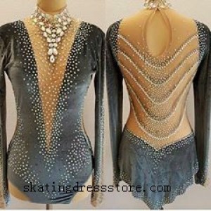 Beaded spandex 2018 figure skating suit long sleeves or sleeveless CJ155