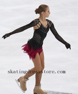 2018 Black Lycra girls ice skating jacket spandex spandex FC1095