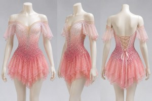 Lycra gold figure skating dress women HB1909