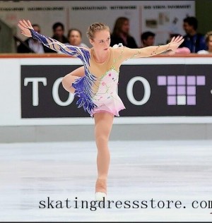 ice skating costumes custom Lycra kids Pink spandex FC751