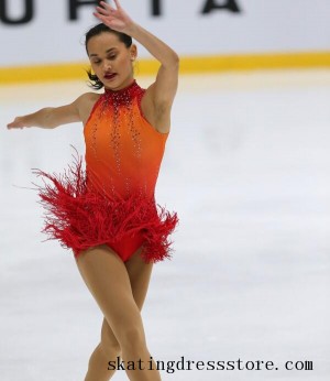 ice skating dresses Red Lycra FC305