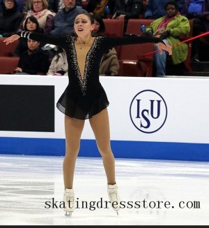girls long sleeves or sleeveless Black ice skating outfits for sale spandex FC1233