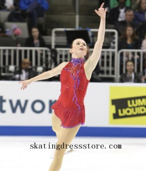 Red long sleeves or sleeveless Lycra ice skating practice outfits FC317